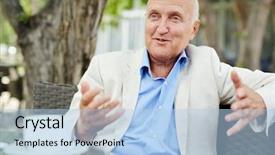  Presentation with bright white - Colorful PPT layouts enhanced with agitation - portrait of agitated mature man backdrop and a light blue colored foreground