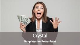  Presentation with portrait of excited overjoyed female - PPT theme featuring agitation - portrait of an excited agitated background and a gray colored foreground