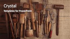  Presentation with old west vintage compass - Audience pleasing PPT theme consisting of ago - real vintage kitchen utensils backdrop and a  colored foreground