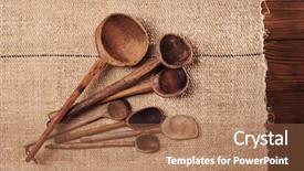  Presentation with vintage - Audience pleasing PPT layouts consisting of ago - real vintage wooden spoons backdrop and a  colored foreground