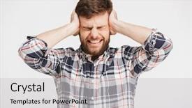  Presentation with role play woman and man - Presentation theme having agony - portrait of a depressed young background and a  colored foreground