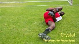  Presentation with knee pain - Colorful slide set enhanced with agony - young male soccer player suffering backdrop and a tawny brown colored foreground