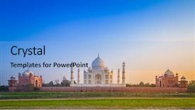  Presentation with taj mahal - Slide set with agra - panorama of the taj mahal background and a light blue colored foreground