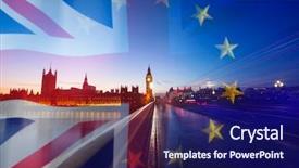  Presentation with brexit - Colorful presentation enhanced with agreement and deal being process backdrop and a navy blue colored foreground