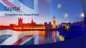  Presentation with brexit - Colorful presentation theme enhanced with agreement and deal being process backdrop and a light blue colored foreground