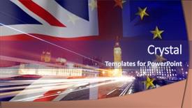  Presentation with brexit - Colorful slide set enhanced with agreement and deal being process backdrop and a navy blue colored foreground