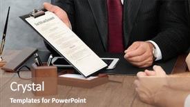  Presentation with notary - PPT layouts having agreement statements - notary with client in office background and a  colored foreground