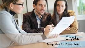  Presentation with agreement signing - PPT theme enhanced with agreement with real estate agent background and a coral colored foreground