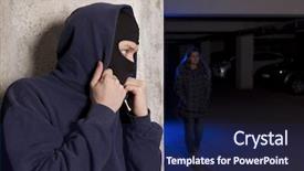  Presentation with waiting - Amazing slide deck having agression - criminal wearing a mask waiting backdrop and a navy blue colored foreground