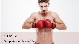  Presentation with boxer - Colorful slide deck enhanced with agression - picture of attractive man boxer backdrop and a coral colored foreground