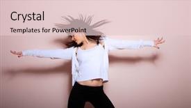 Presentation with light pink - Amazing presentation theme having agressive behavior - modern dancer poses in front backdrop and a  colored foreground