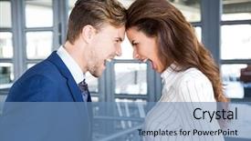  Presentation with businessman standing on maze - Slides featuring agressivity - close-up of angry businessman background and a teal colored foreground