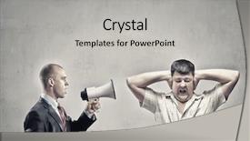  Presentation with prehistoric man - PPT theme with agressivity - furious man screaming agressively background and a  colored foreground