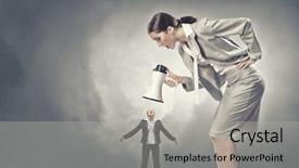  Presentation with colored parachute woman - Colorful presentation design enhanced with agressivity - furious woman screaming agressively backdrop and a  colored foreground