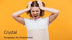  Presentation with okra or lady s finger - Presentation featuring agressivity - image of agressive screaming young background and a yellow colored foreground