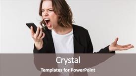  Presentation with phone - Audience pleasing presentation theme consisting of agressivity - image of screaming agressive young backdrop and a gray colored foreground
