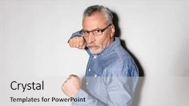  Presentation with fight for equality - Beautiful presentation theme featuring agressivity - mature agressive man ready backdrop and a light gray colored foreground