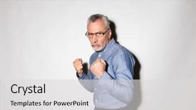  Presentation with fight - Beautiful PPT theme featuring agressivity - mature agressive man ready backdrop and a light gray colored foreground