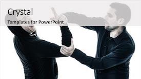  Presentation with 3d men - Presentation theme with agressivity - men krav maga fighters fighting background and a white colored foreground