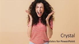  Presentation with photo - Theme with agressivity - photo of agressive displeased screaming background and a coral colored foreground