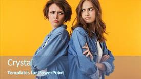  Presentation with infertility women - Presentation theme featuring agressivity - photo of agressive displeased young background and a ocean colored foreground