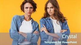  Presentation with women - Beautiful presentation featuring agressivity - photo of agressive displeased young backdrop and a ocean colored foreground