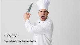 Presentation with chef - PPT theme with agressivity - photo of emotional agressive screaming background and a light gray colored foreground