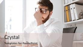  Presentation with tired runner - Cool new PPT layouts with agressivity - photo of tired young businessman backdrop and a soft green colored foreground