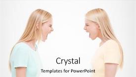  Presentation with full length portrait two men women brown sweater - PPT layouts consisting of agressivity - portrait of two girls swear background and a white colored foreground