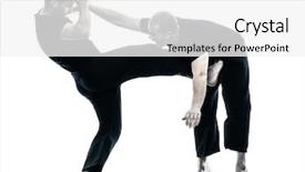  Presentation with two men climbing - Cool new PPT theme with agressivity - two caucasian men krav maga backdrop and a white colored foreground