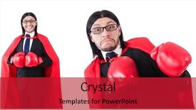  Presentation with boxer - Colorful presentation theme enhanced with agressivity - young businessman boxer isolated backdrop and a crimson colored foreground