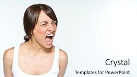  Presentation with cute - Colorful PPT theme enhanced with agressivity - young cute woman backdrop and a cool aqua colored foreground