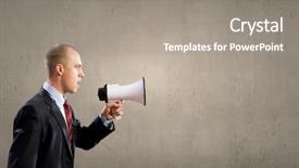  Presentation with leonardo vitruvian man - Cool new presentation with agressivity - young furious man screaming agressively backdrop and a gray colored foreground