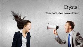  Presentation with young people in the club - Beautiful PPT theme featuring agressivity - young furious people screaming agressively backdrop and a light gray colored foreground