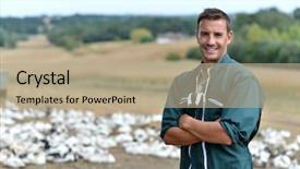  Presentation with duck - Slides with agriculteur - duck breeder standing outside background and a coral colored foreground