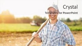  Presentation with lens - Cool new slide deck with agriculteur - smiling farmer at work backdrop and a  colored foreground