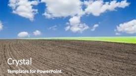  Presentation with deep blue - Audience pleasing slides consisting of agricultural black field under deep blue sky with clouds backdrop and a gray colored foreground