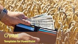  Presentation with cereal - Beautiful PPT theme featuring agricultural economics - farmer with a purse backdrop and a tawny brown colored foreground