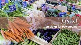  Presentation with agricultural economics - Cool new PPT theme with agricultural economics - selection of vegetables backdrop and a coral colored foreground