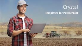  Presentation with plowing - Amazing presentation design having agricultural-engineer-in-a-field backdrop and a light blue colored foreground