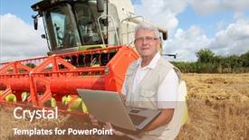  Presentation with agricultural engineering - PPT theme featuring agricultural engineering - man standing in wheat field background and a red colored foreground