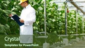  Presentation with agricultural engineering - Theme featuring agricultural engineering - young agro-engineer looking at foliage background and a tawny brown colored foreground