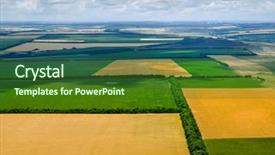  Presentation with agricultural - Colorful slides enhanced with agricultural extension - fields from above backdrop and a forest green colored foreground