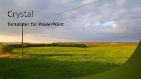  Presentation with agricultural - Colorful presentation design enhanced with agricultural-field-in-late-sunlight backdrop and a light gray colored foreground