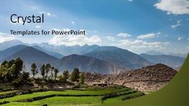  Presentation with himachal pradesh - PPT theme enhanced with agricultural field spiti valley himachal background and a light blue colored foreground