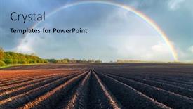  Presentation with sky rainbow - Beautiful presentation featuring agricultural-field-with-even-rows backdrop and a light blue colored foreground