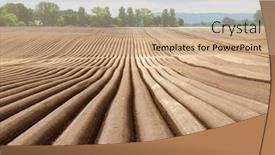  Presentation with agricultural - PPT theme consisting of agricultural-field-with-even-rows background and a coral colored foreground