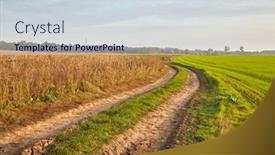  Presentation with agricultural - PPT theme consisting of agricultural-field-with-tractor-trail background and a sky blue colored foreground