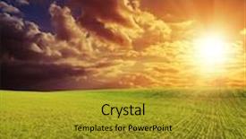  Presentation with agricultural - Audience pleasing presentation design consisting of agricultural green field and good red sunset backdrop and a gold colored foreground