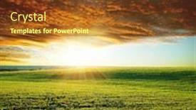  Presentation with agricultural - Presentation theme having agricultural-green-field-and-sunset background and a tawny brown colored foreground